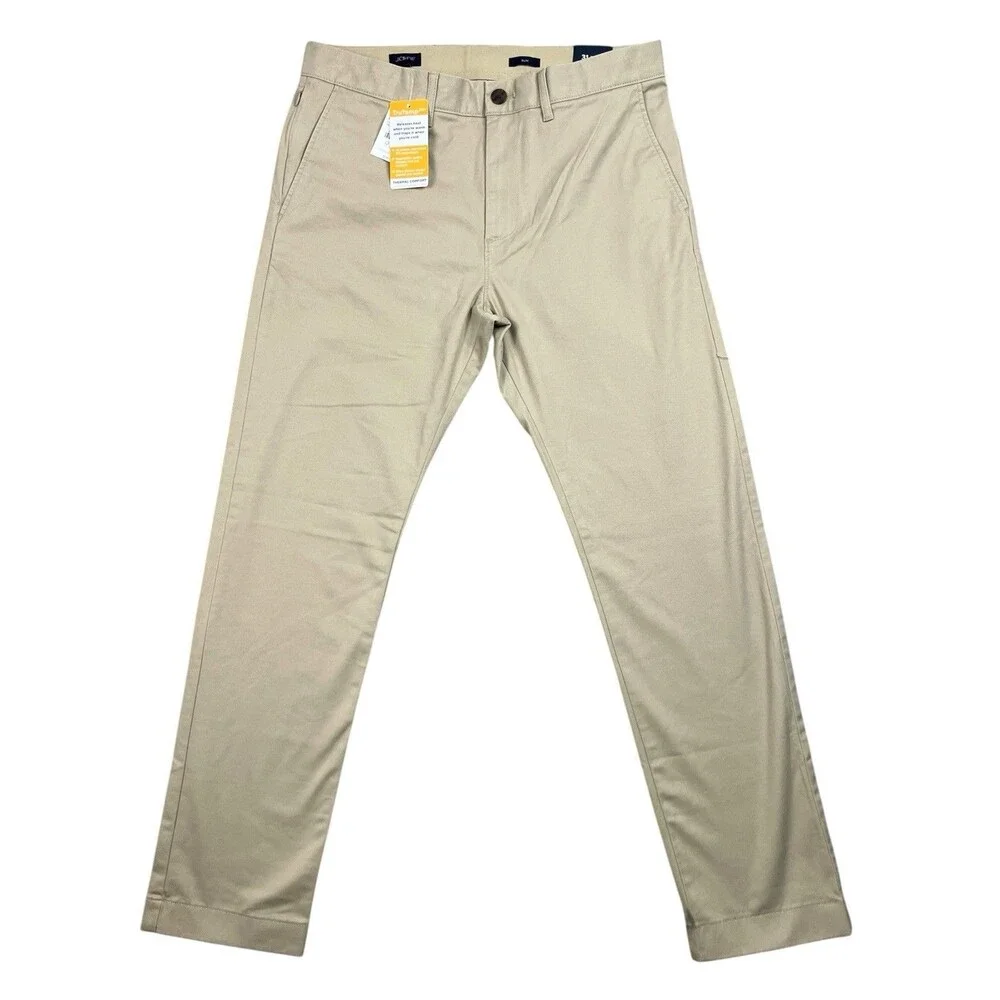 J Crew Chino Pants Mens 31x30 Khaki Stretch Slim TruTemp365 Lightweight CO402